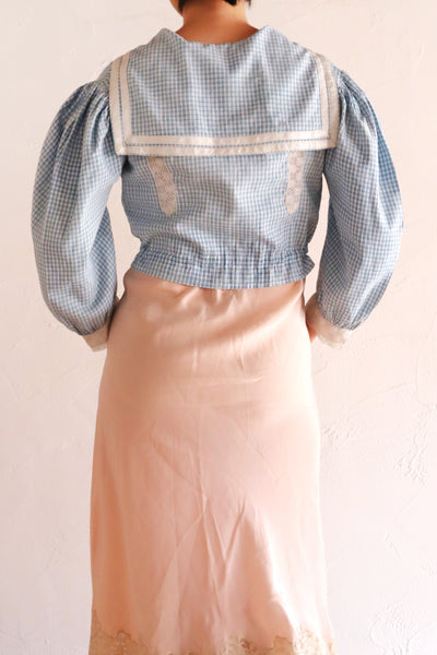 1910s Gingham Check Sailor Blouse