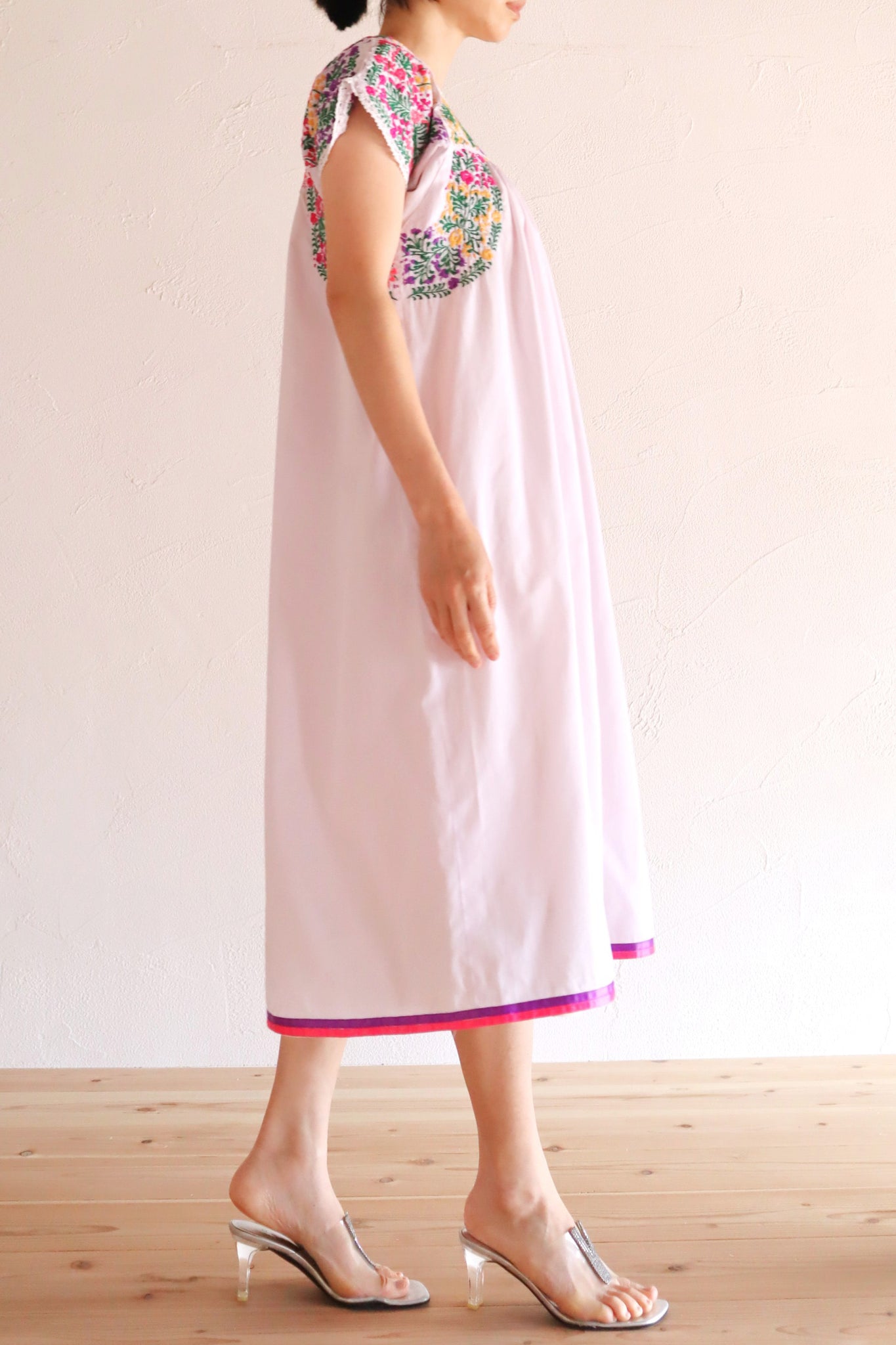 70s Pale Pink Mexican Dress