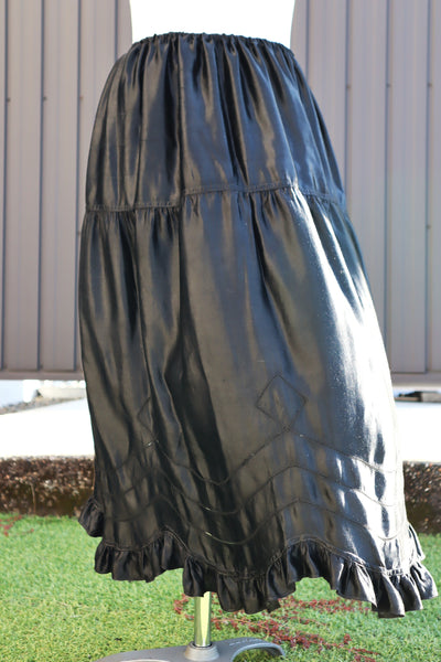 1900s Edwardian Black Silk Petticoat Skirt