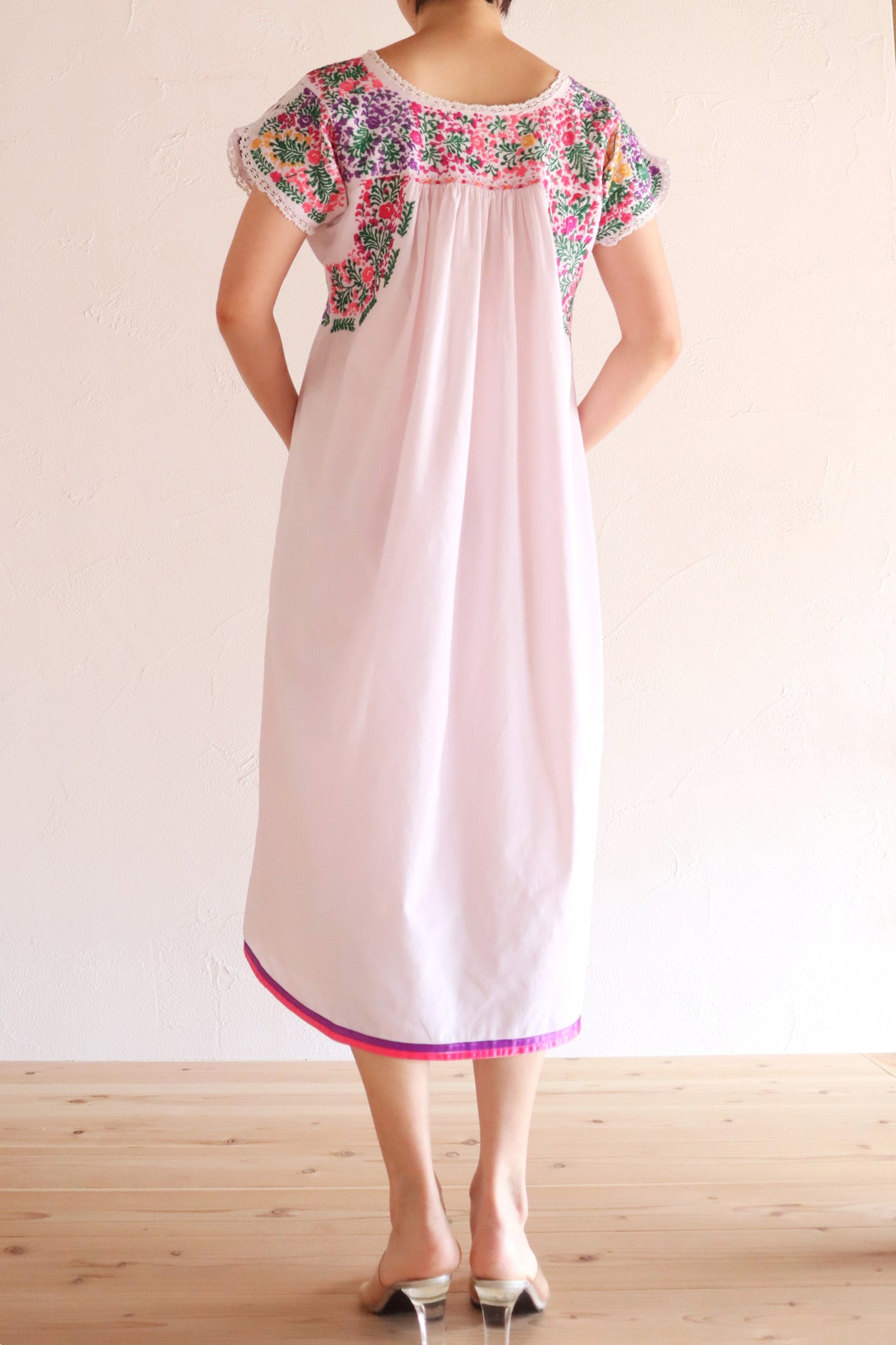 70s Pale Pink Mexican Dress