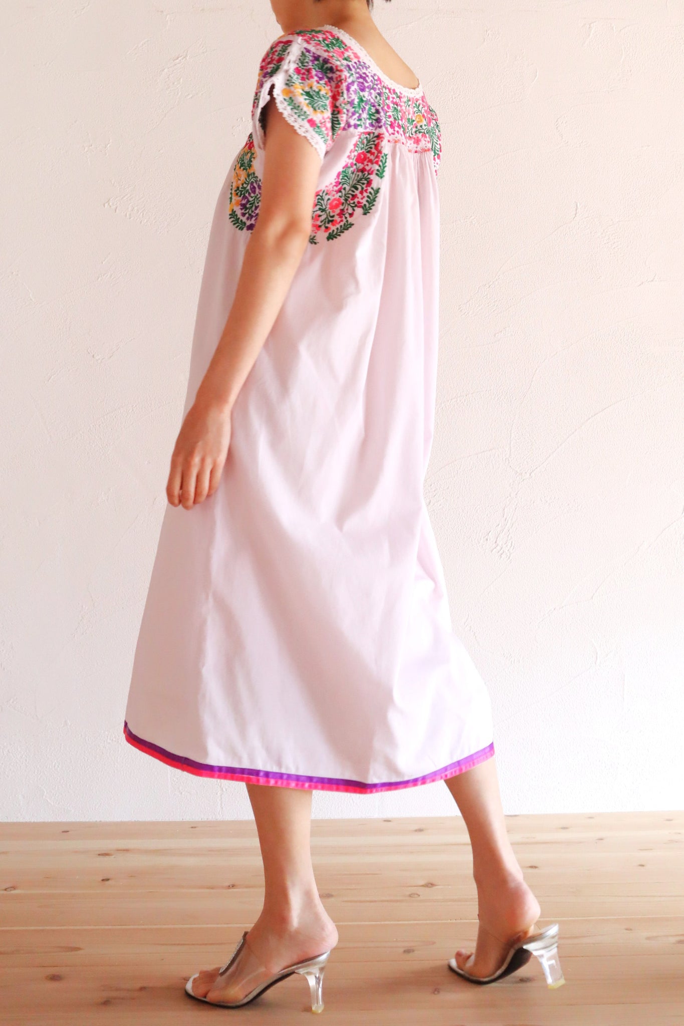 70s Pale Pink Mexican Dress