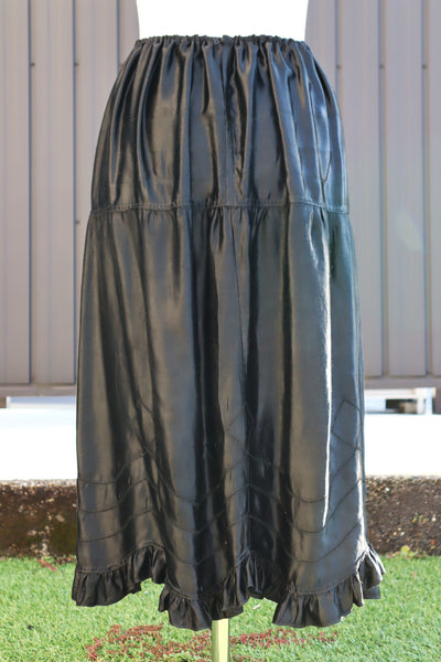 1900s Edwardian Black Silk Petticoat Skirt
