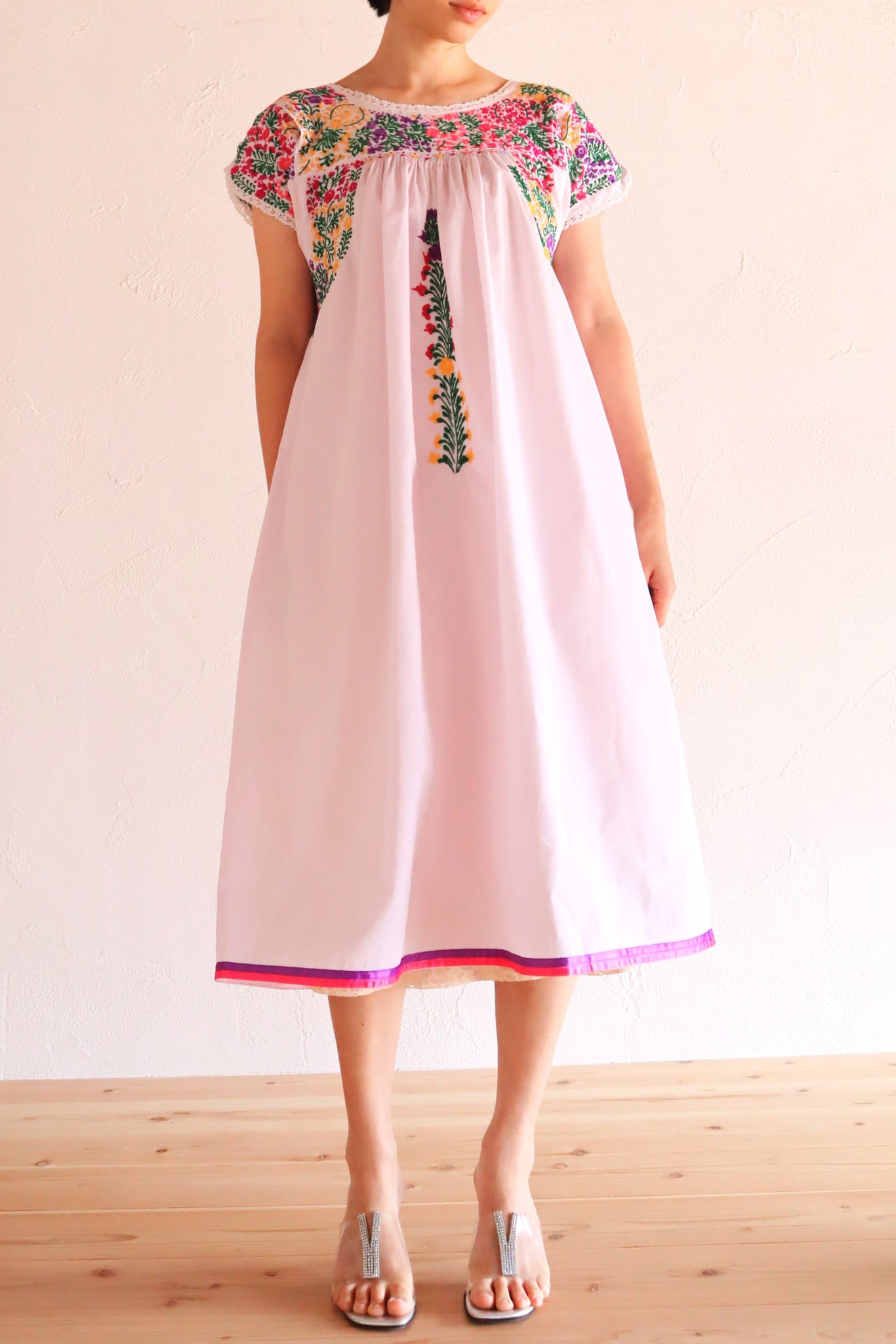 70s Pale Pink Mexican Dress