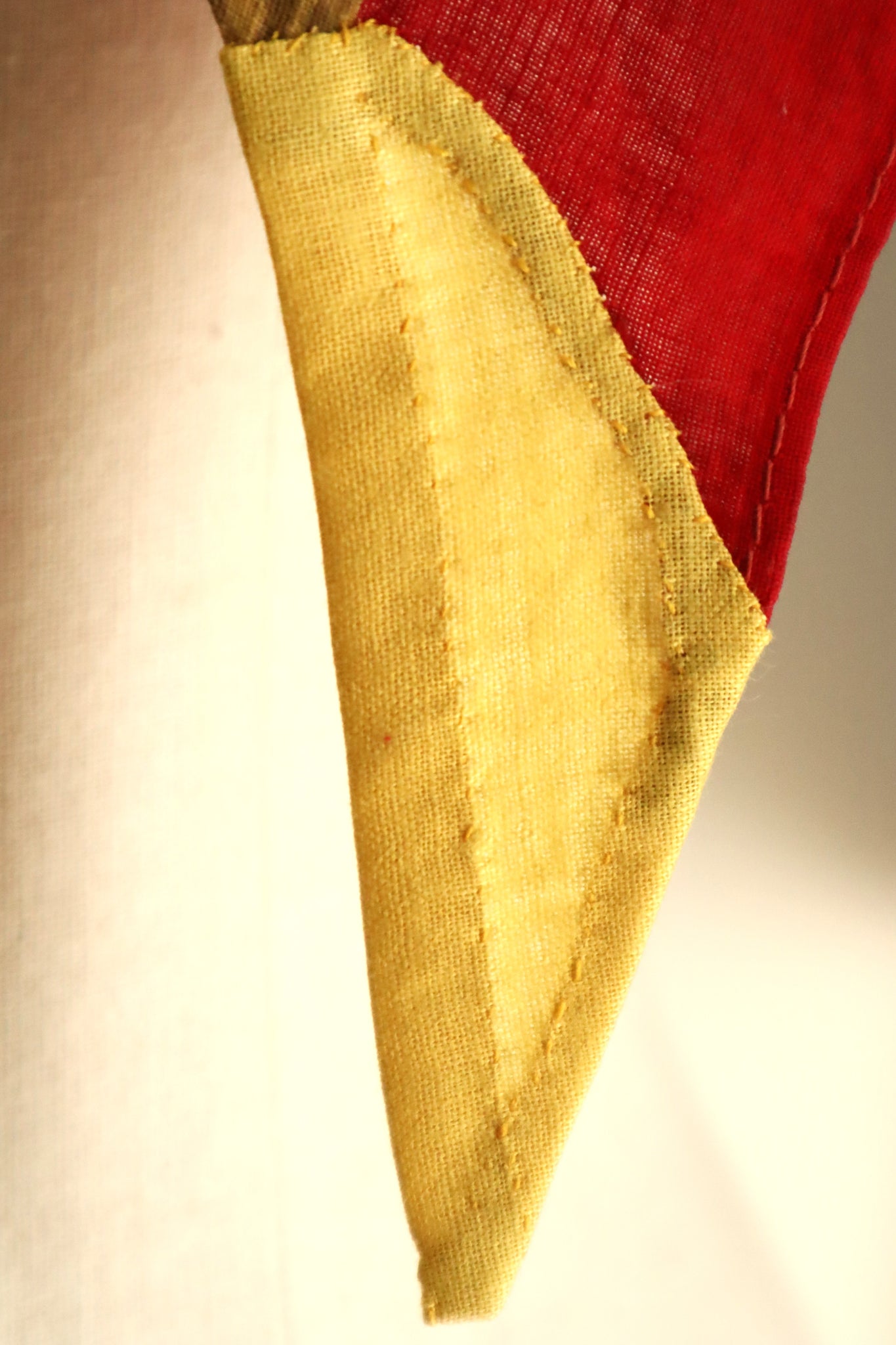 Late 1960s French Cotton Triangle Scarf in Golden & Red Paisley