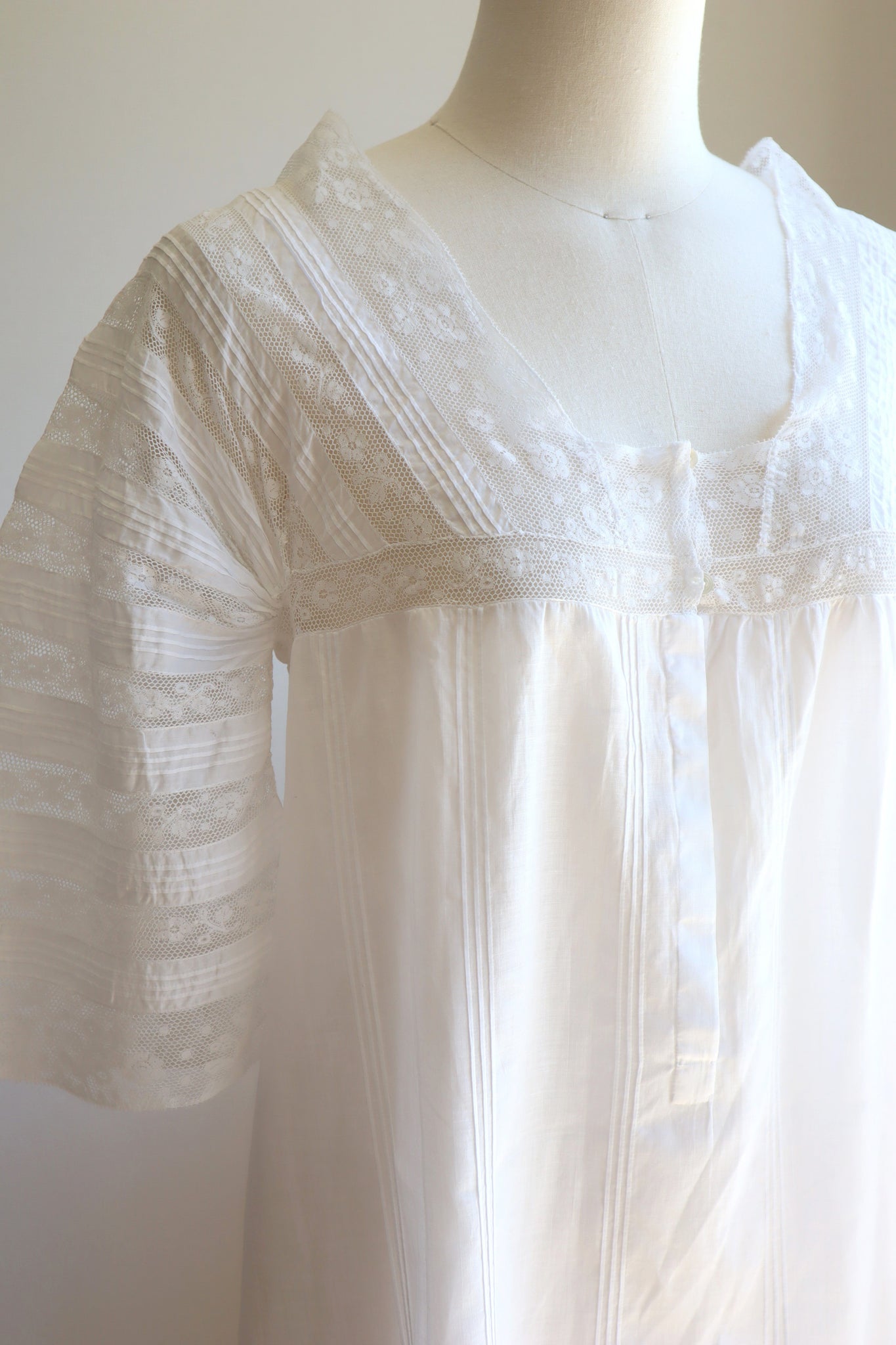 1910s All Hand Sewn Lace Sleeve Dress