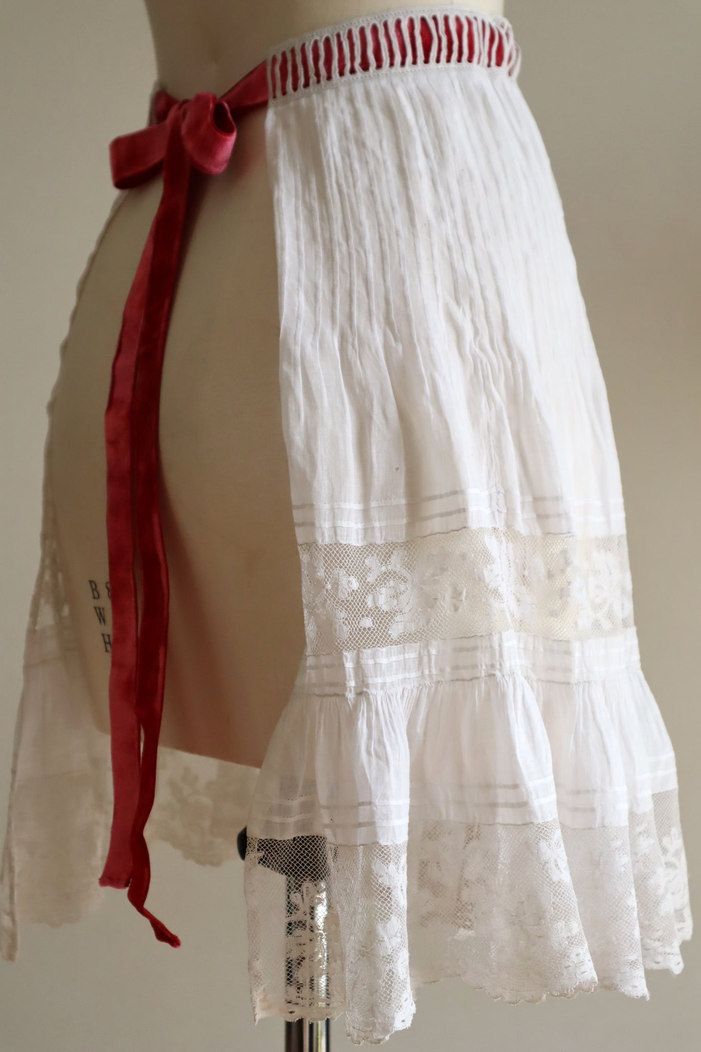 Handcrafted  French Valenciennes Lace Apron