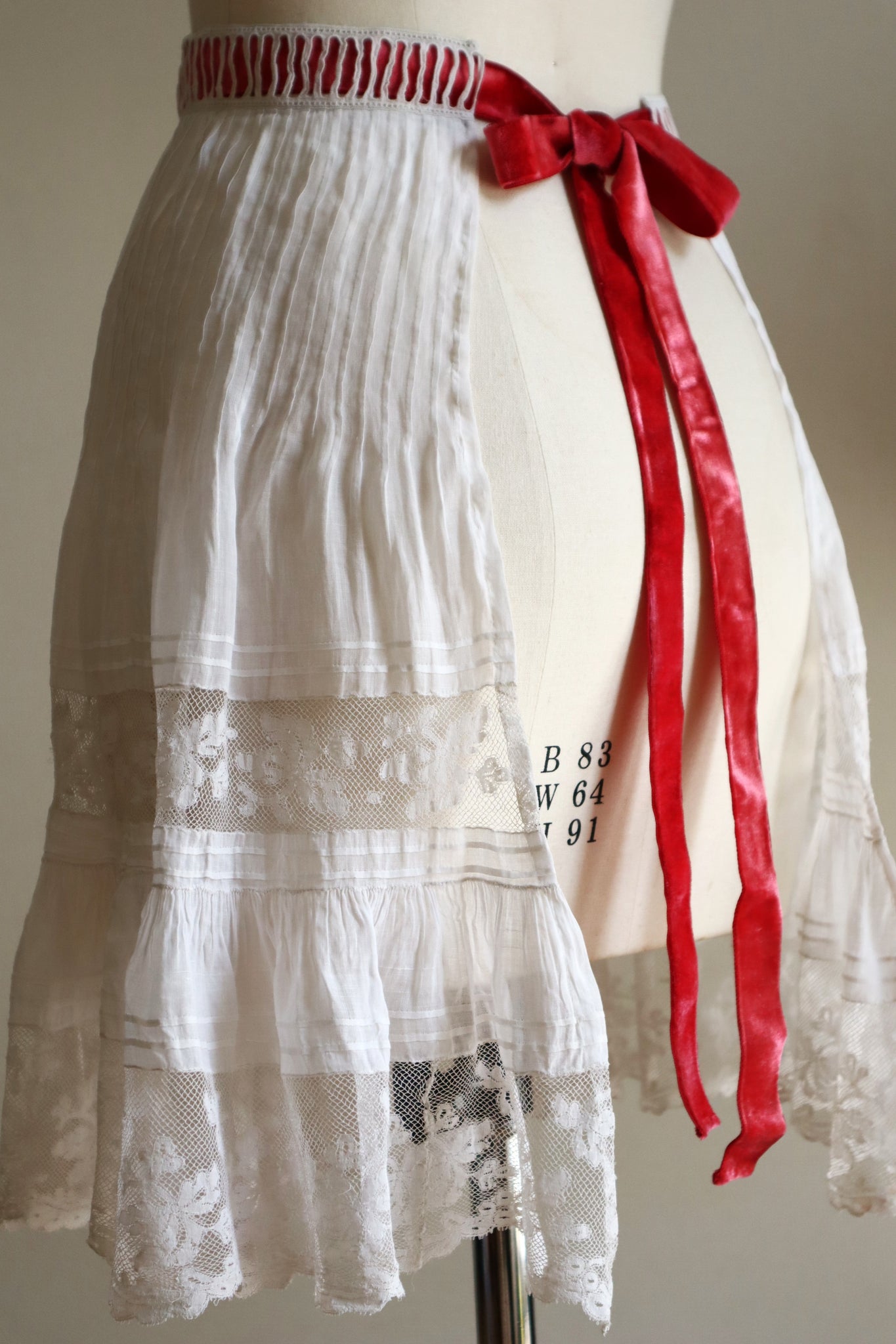 Handcrafted  French Valenciennes Lace Apron