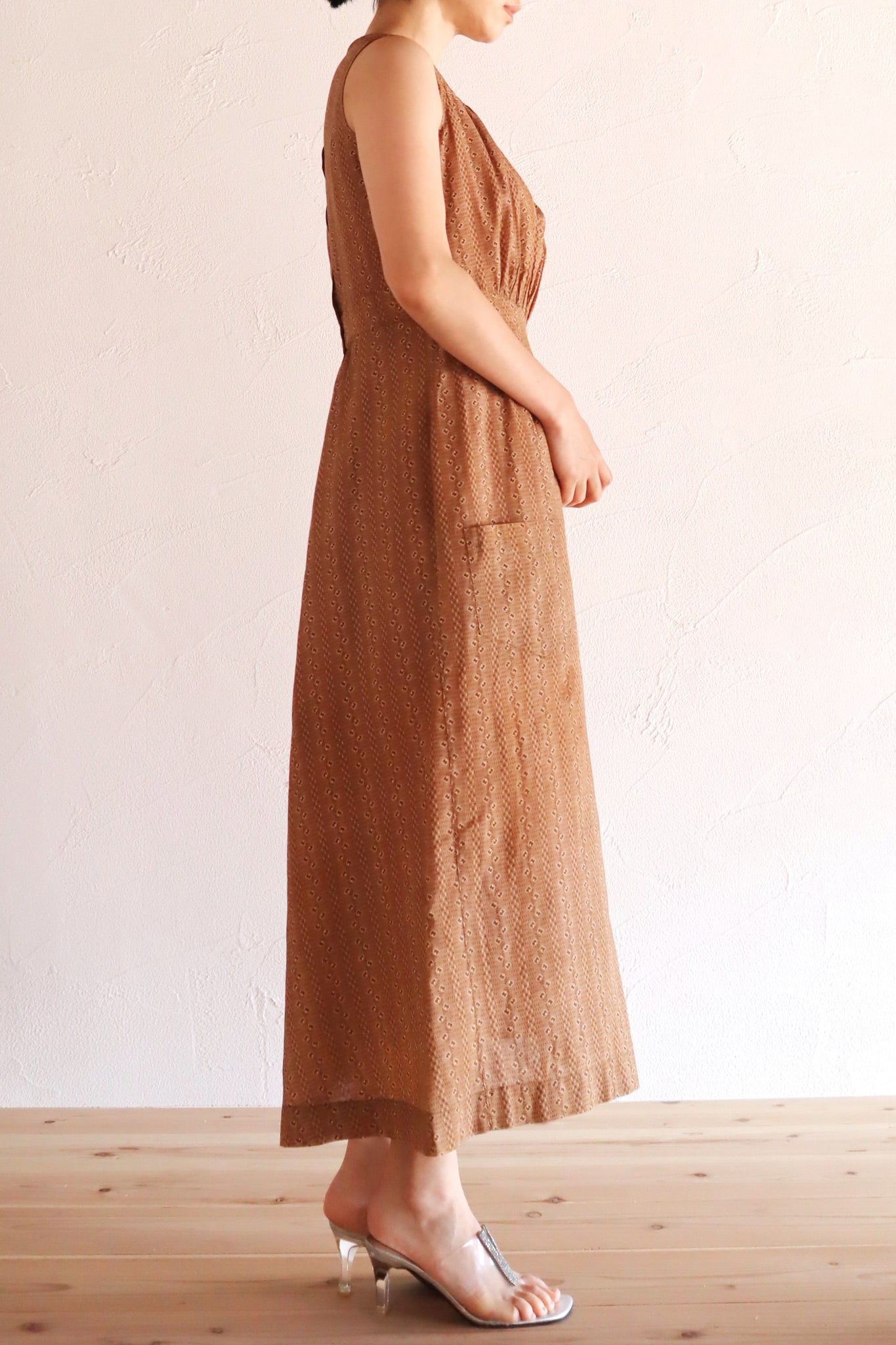 19th Brown Calico Cotton Dress