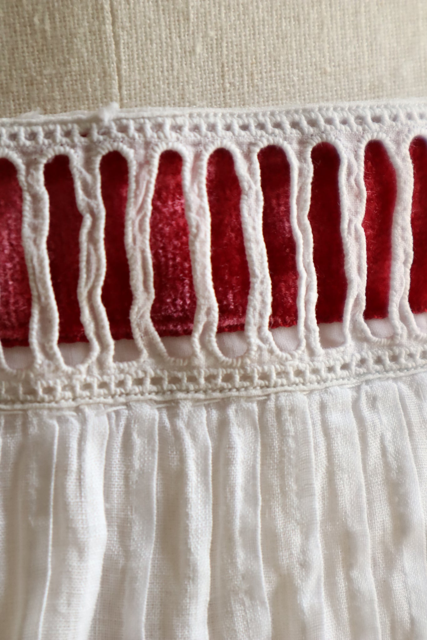 Handcrafted  French Valenciennes Lace Apron