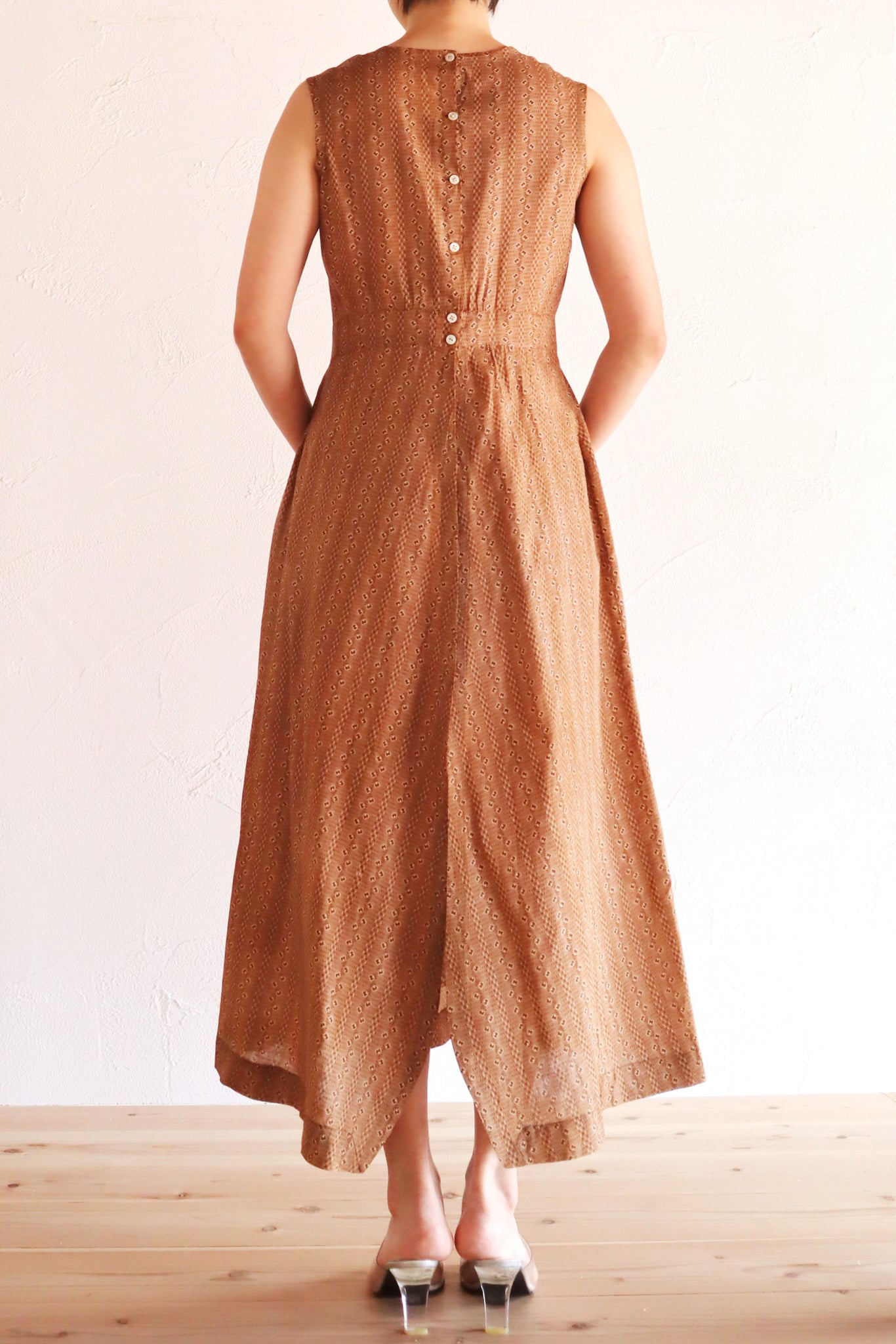 19th Brown Calico Cotton Dress