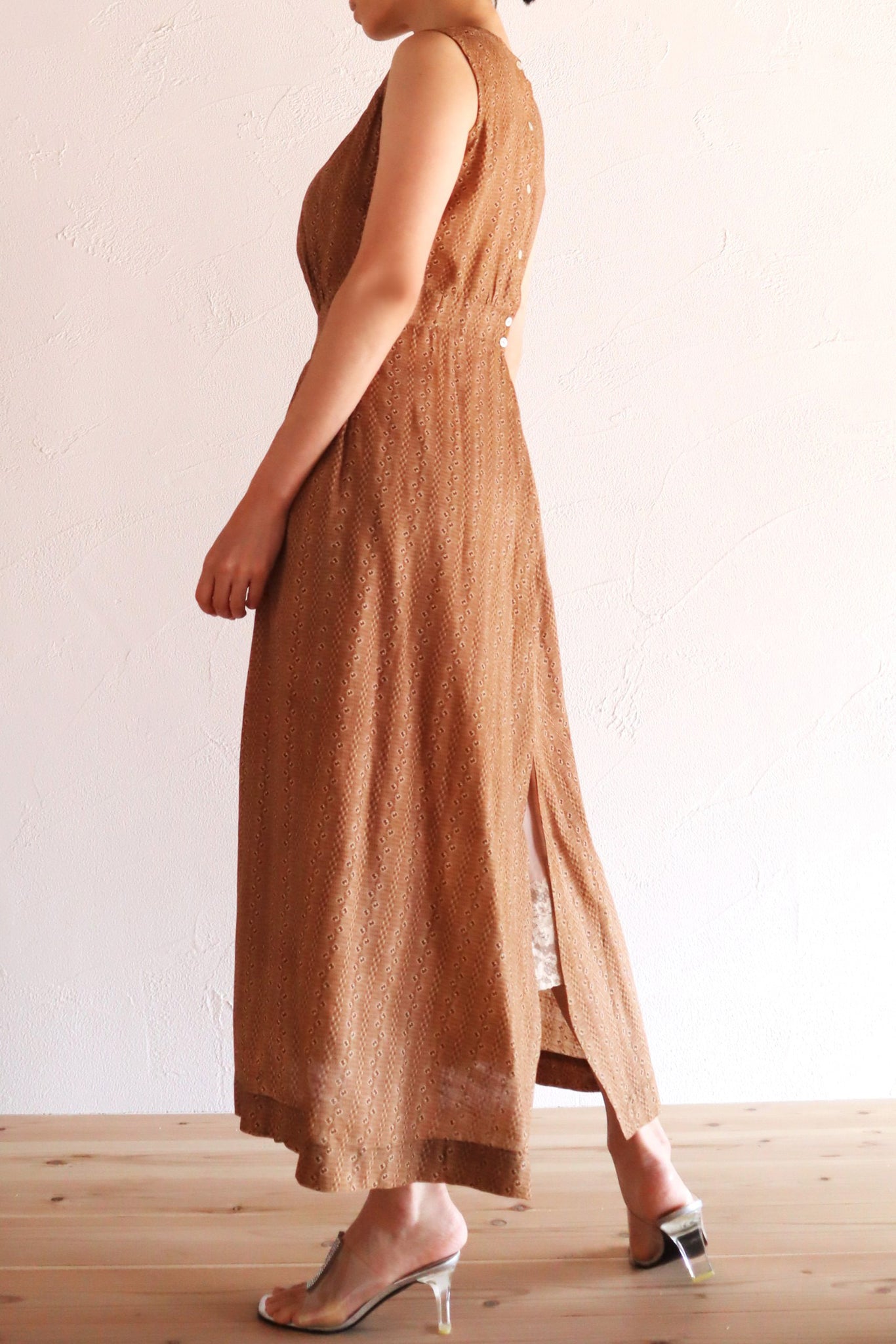 19th Brown Calico Cotton Dress