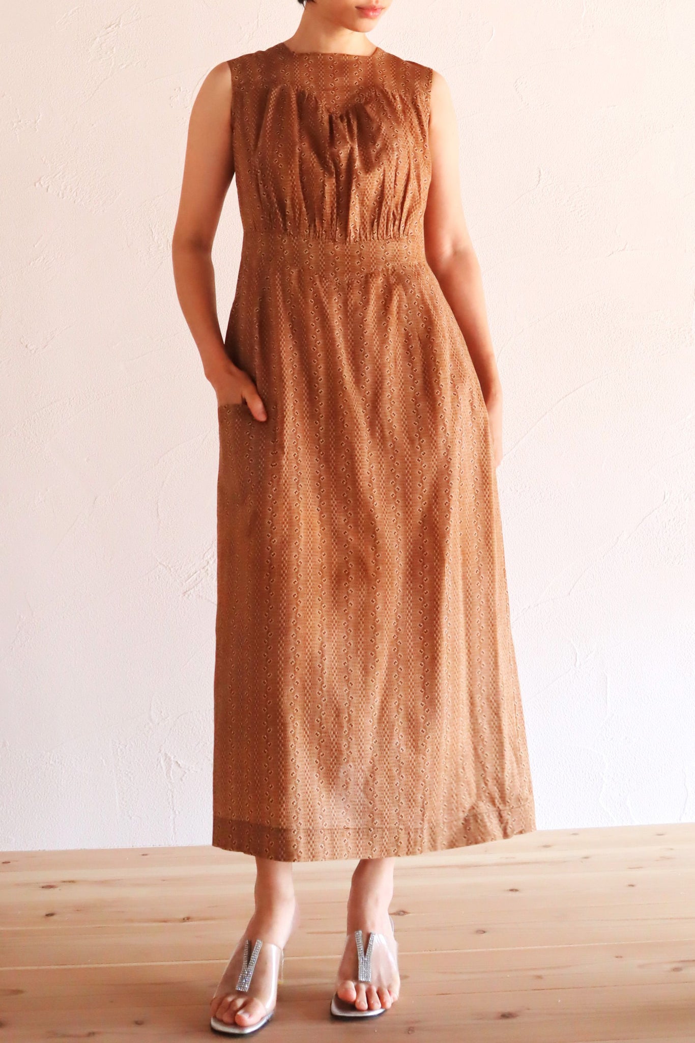 19th Brown Calico Cotton Dress