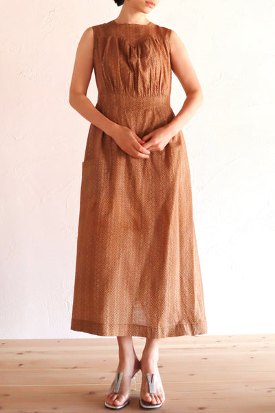 19th Brown Calico Cotton Dress