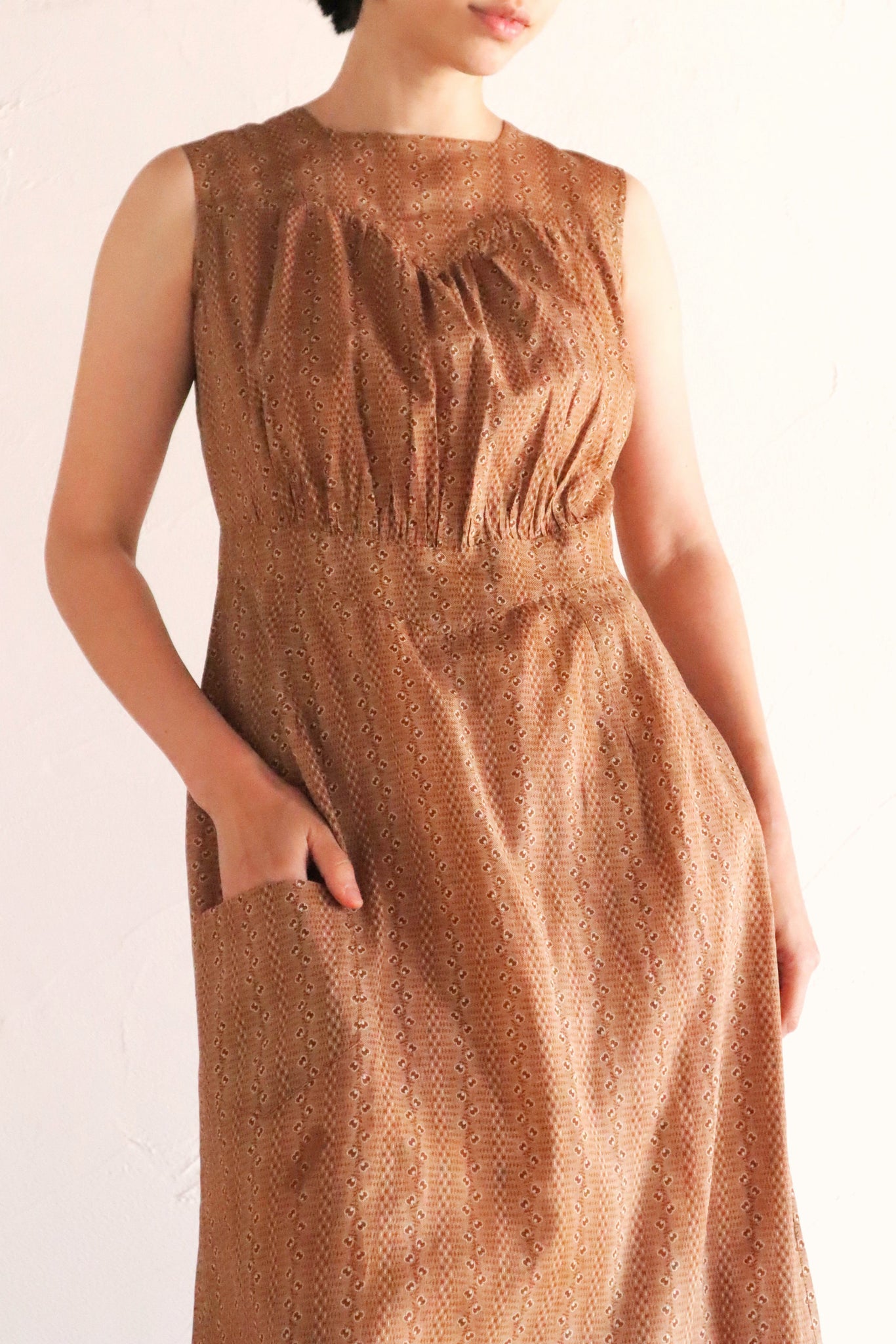19th Brown Calico Cotton Dress