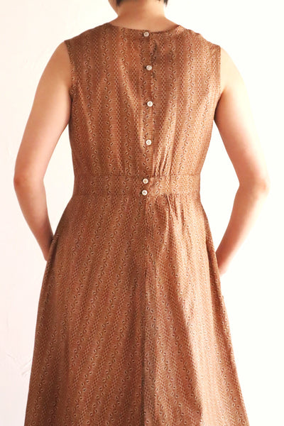 19th Brown Calico Cotton Dress
