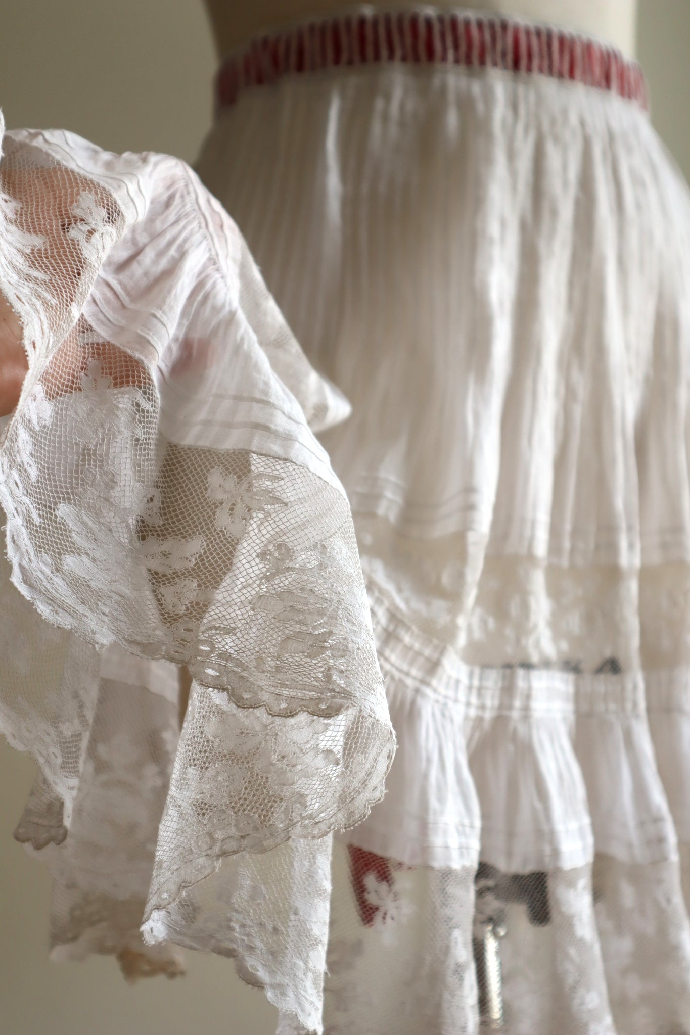 Handcrafted  French Valenciennes Lace Apron
