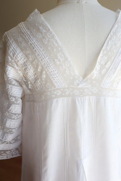 1910s All Hand Sewn Lace Sleeve Dress