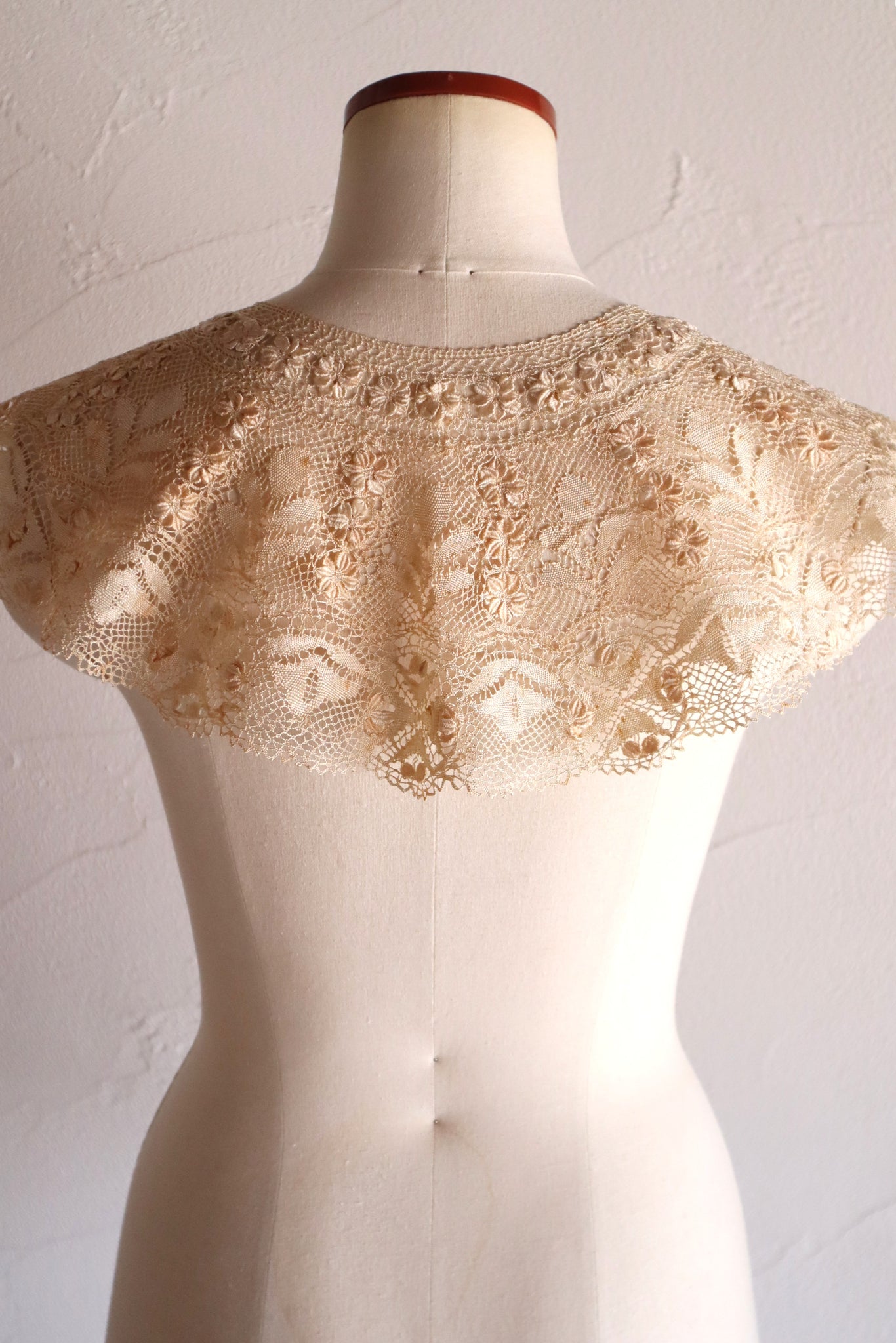 1900s Ecru Silk Maltese Lace Collar