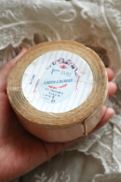 1930s–1940s French Deadstock Rayon Satin Ribbon Spool