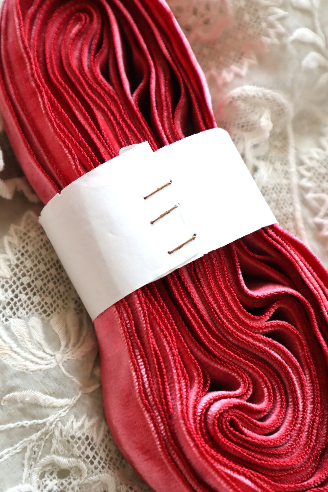 French Vintage Raspberry Velvet Ribbon 6m