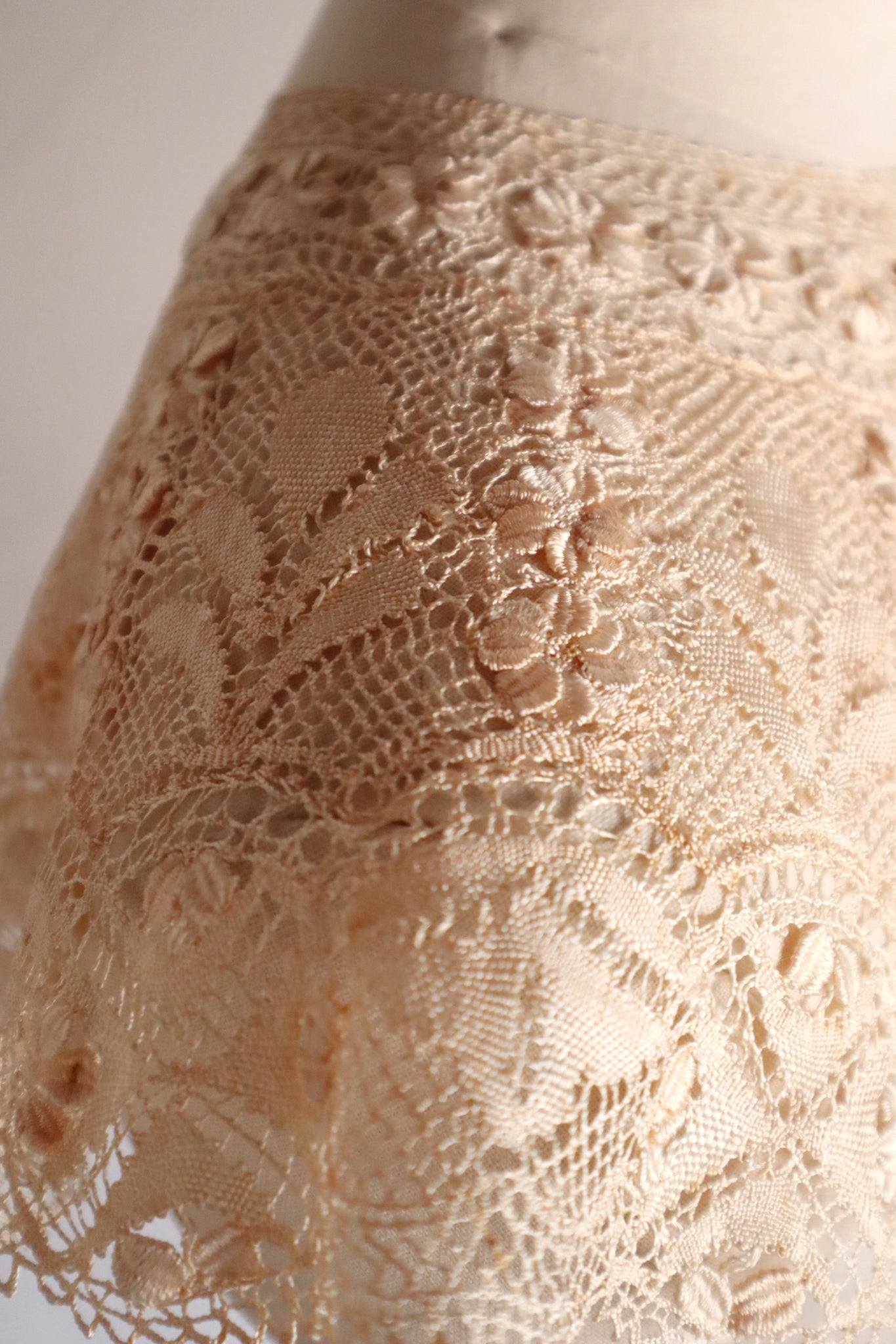 1900s Ecru Silk Maltese Lace Collar