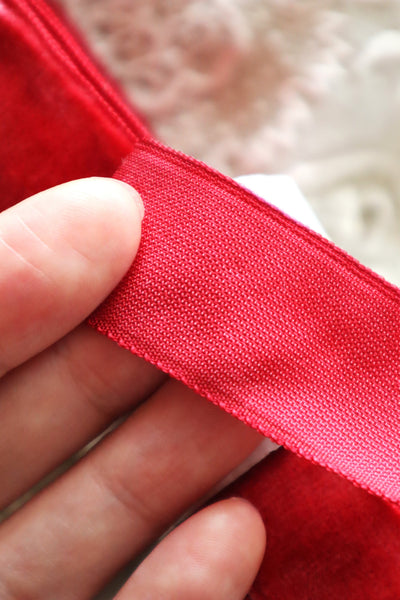French Vintage Raspberry Velvet Ribbon 6m