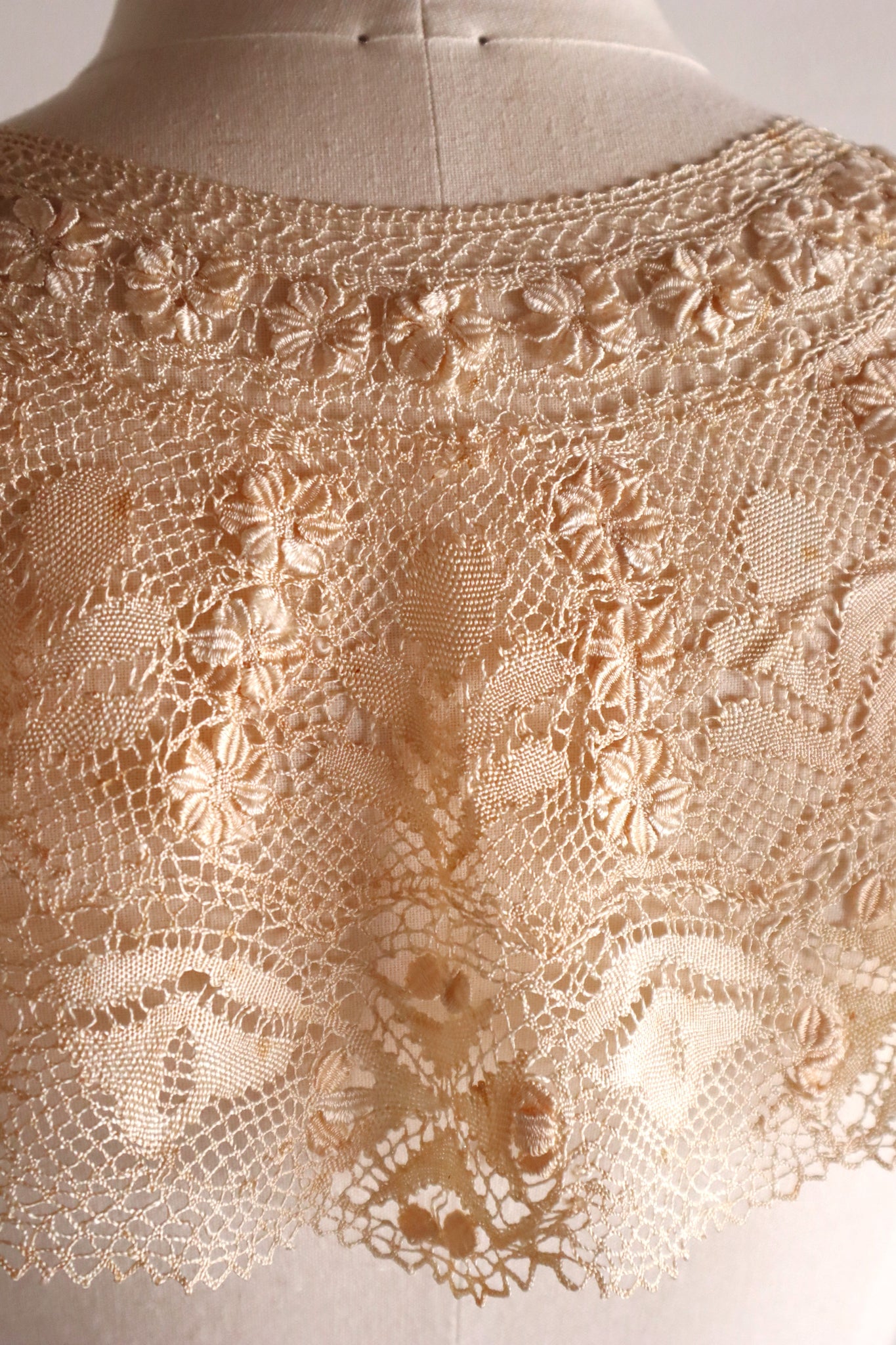 1900s Ecru Silk Maltese Lace Collar