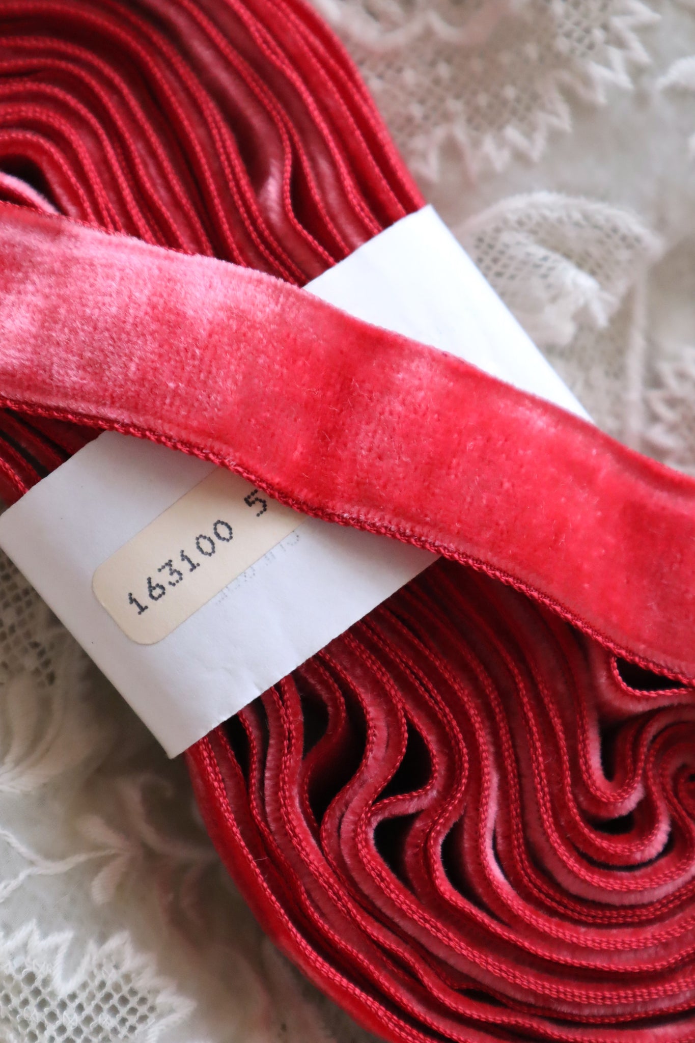 French Vintage Raspberry Velvet Ribbon 6m