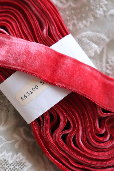 French Vintage Raspberry Velvet Ribbon 6m