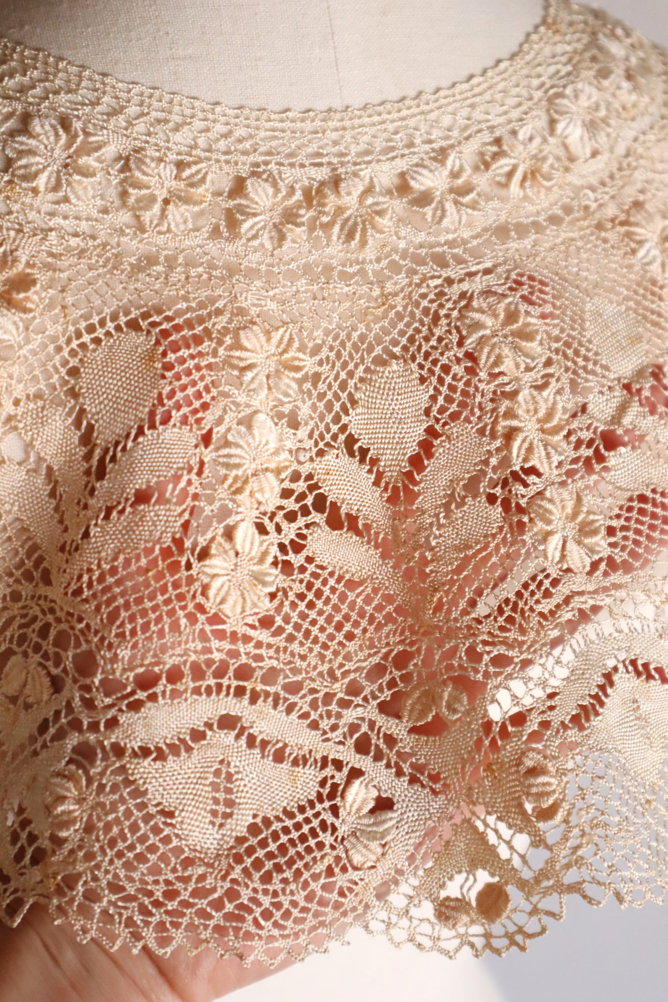 1900s Ecru Silk Maltese Lace Collar