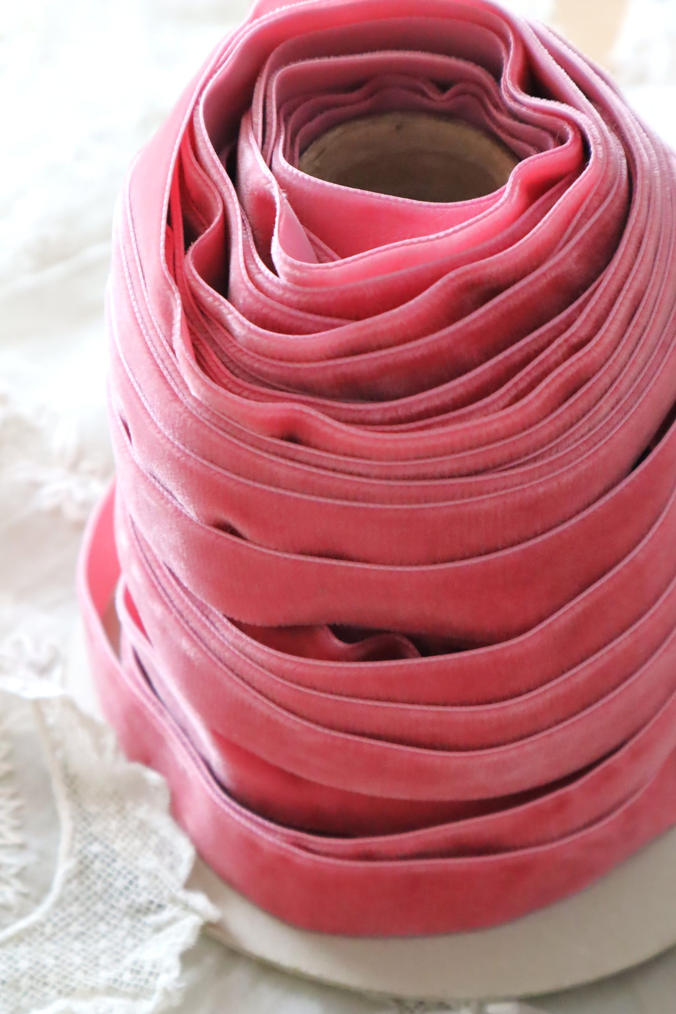 French Vintage Dusty Pink Velvet Ribbon 3m