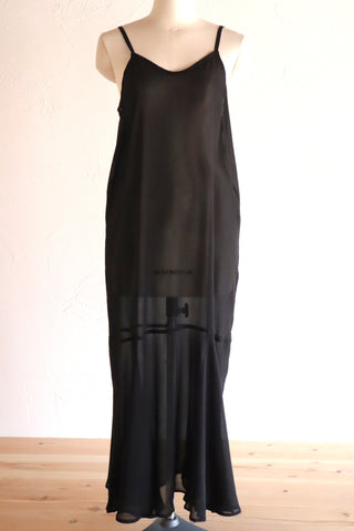 60s Black Rayon Slip Dress