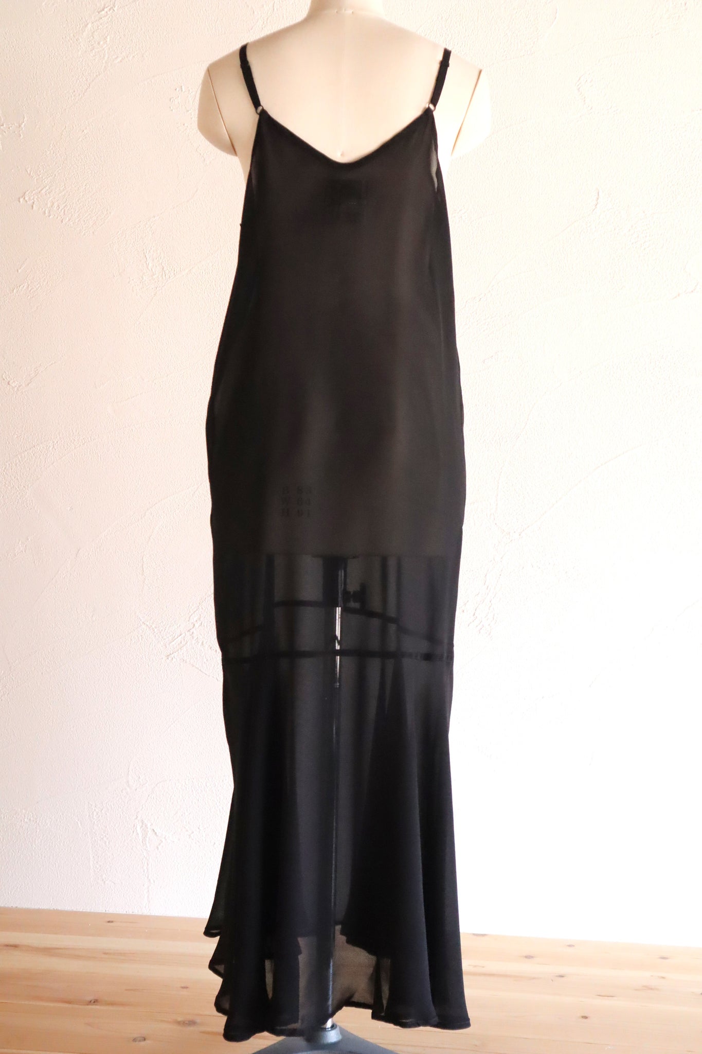 60s Black Rayon Slip Dress