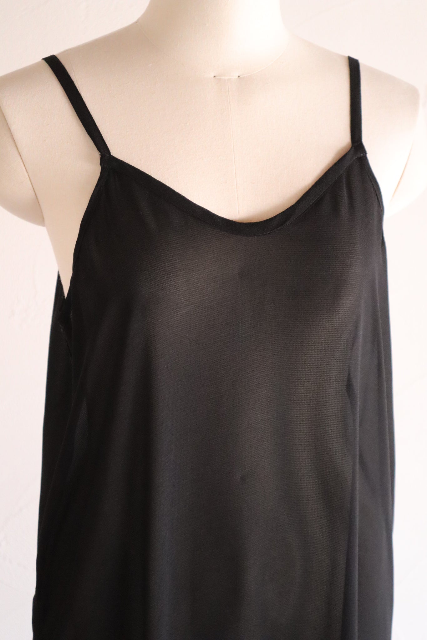 60s Black Rayon Slip Dress