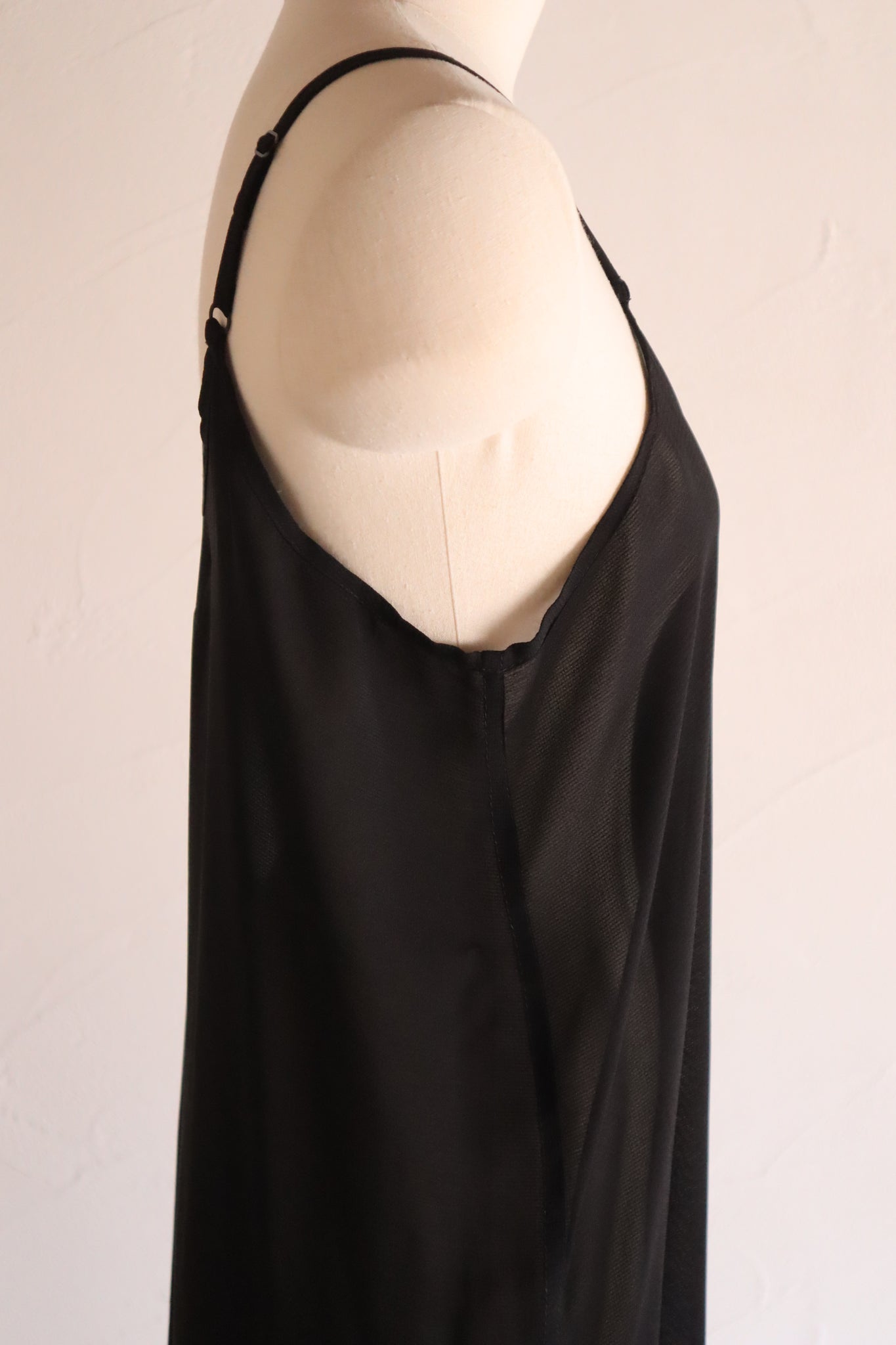 60s Black Rayon Slip Dress