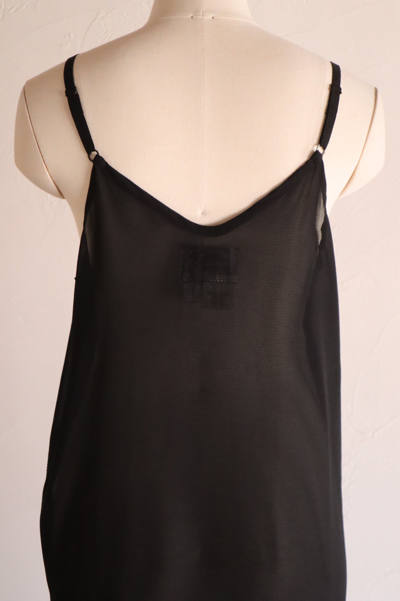 60s Black Rayon Slip Dress