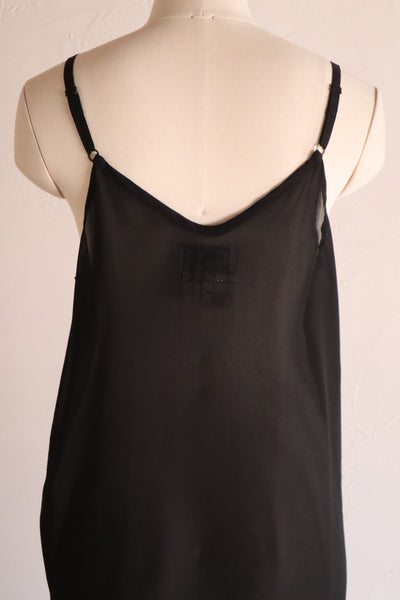 60s Black Rayon Slip Dress