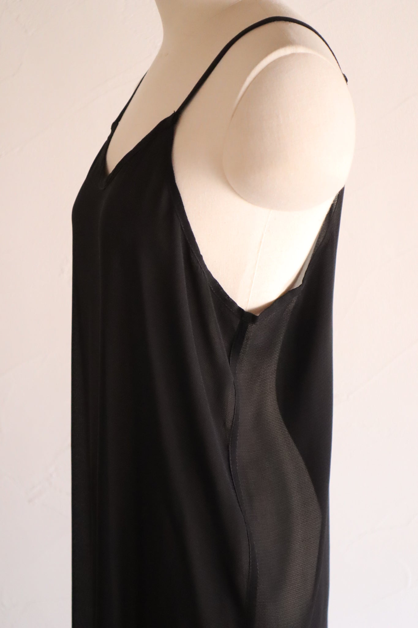 60s Black Rayon Slip Dress