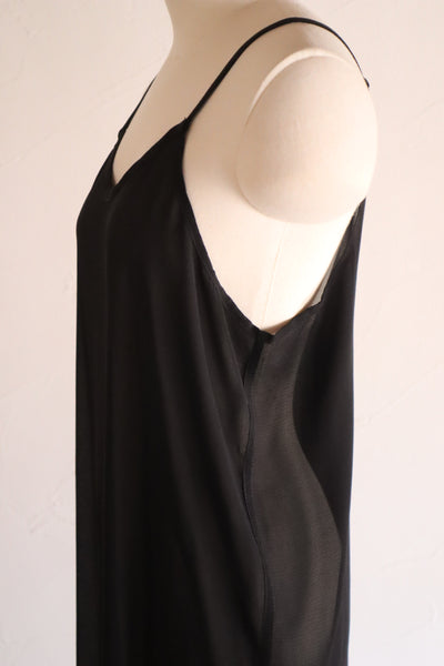 60s Black Rayon Slip Dress