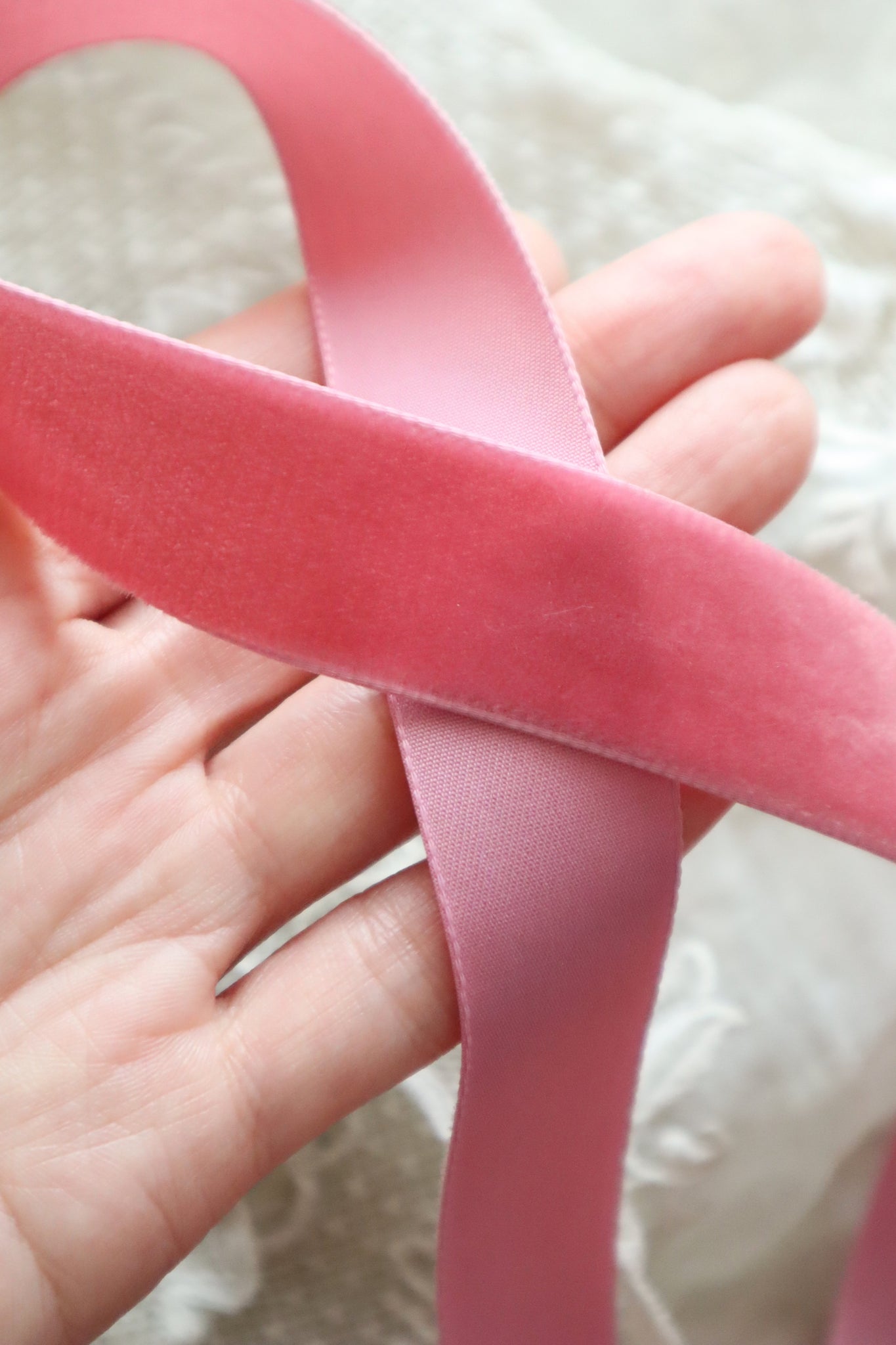 French Vintage Dusty Pink Velvet Ribbon 3m