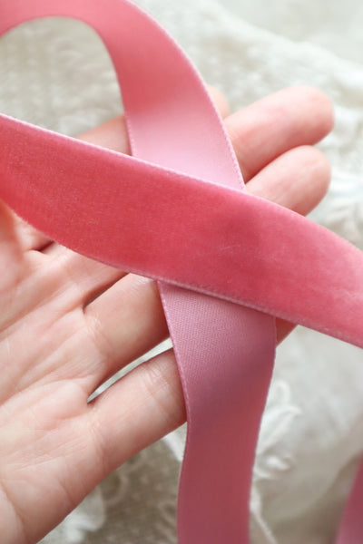 French Vintage Dusty Pink Velvet Ribbon 3m