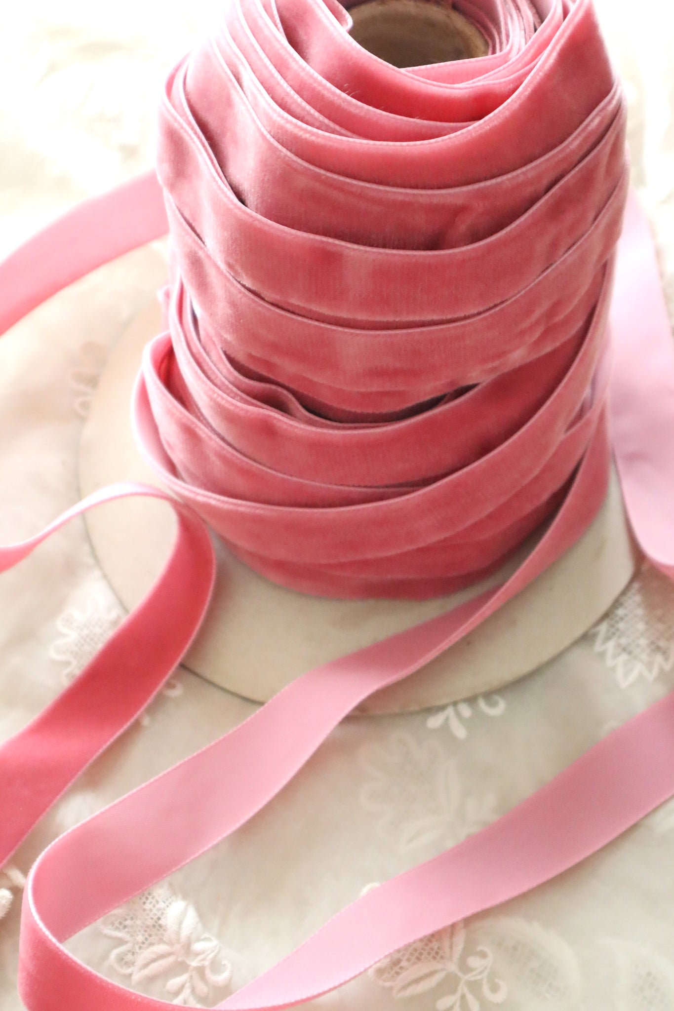 French Vintage Dusty Pink Velvet Ribbon 3m