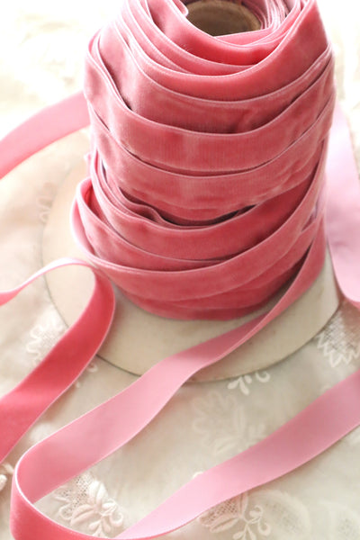 French Vintage Dusty Pink Velvet Ribbon 3m