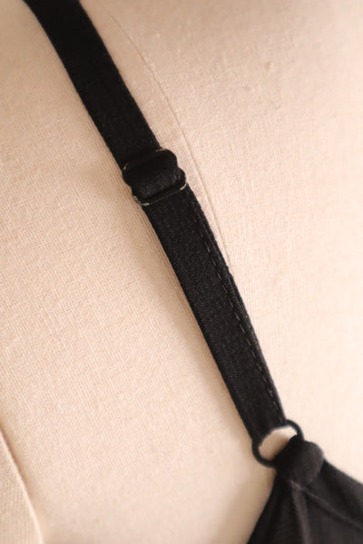 60s Black Rayon Slip Dress