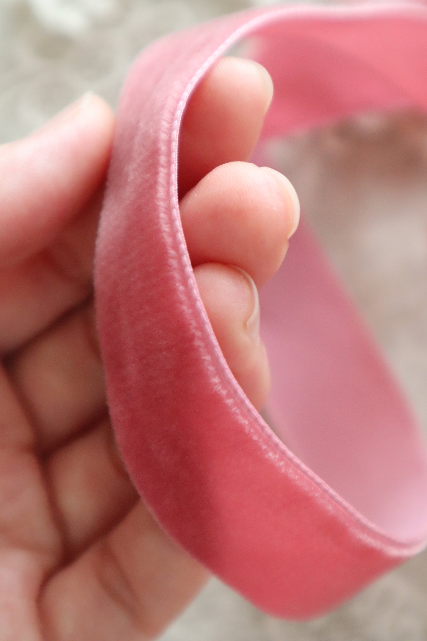 French Vintage Dusty Pink Velvet Ribbon 3m