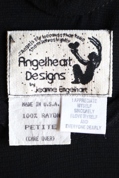 60s Black Rayon Slip Dress