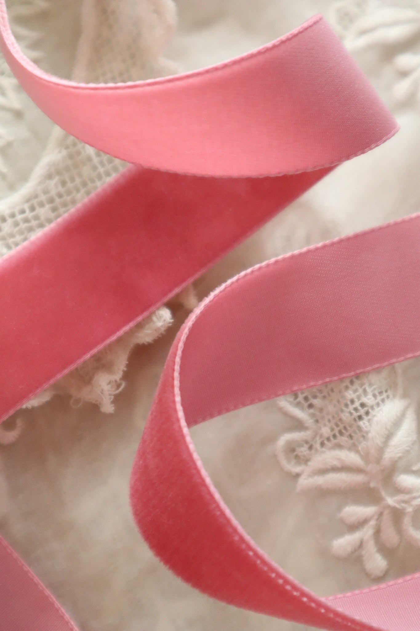 French Vintage Dusty Pink Velvet Ribbon 3m