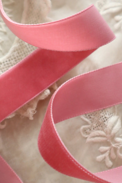 French Vintage Dusty Pink Velvet Ribbon 3m