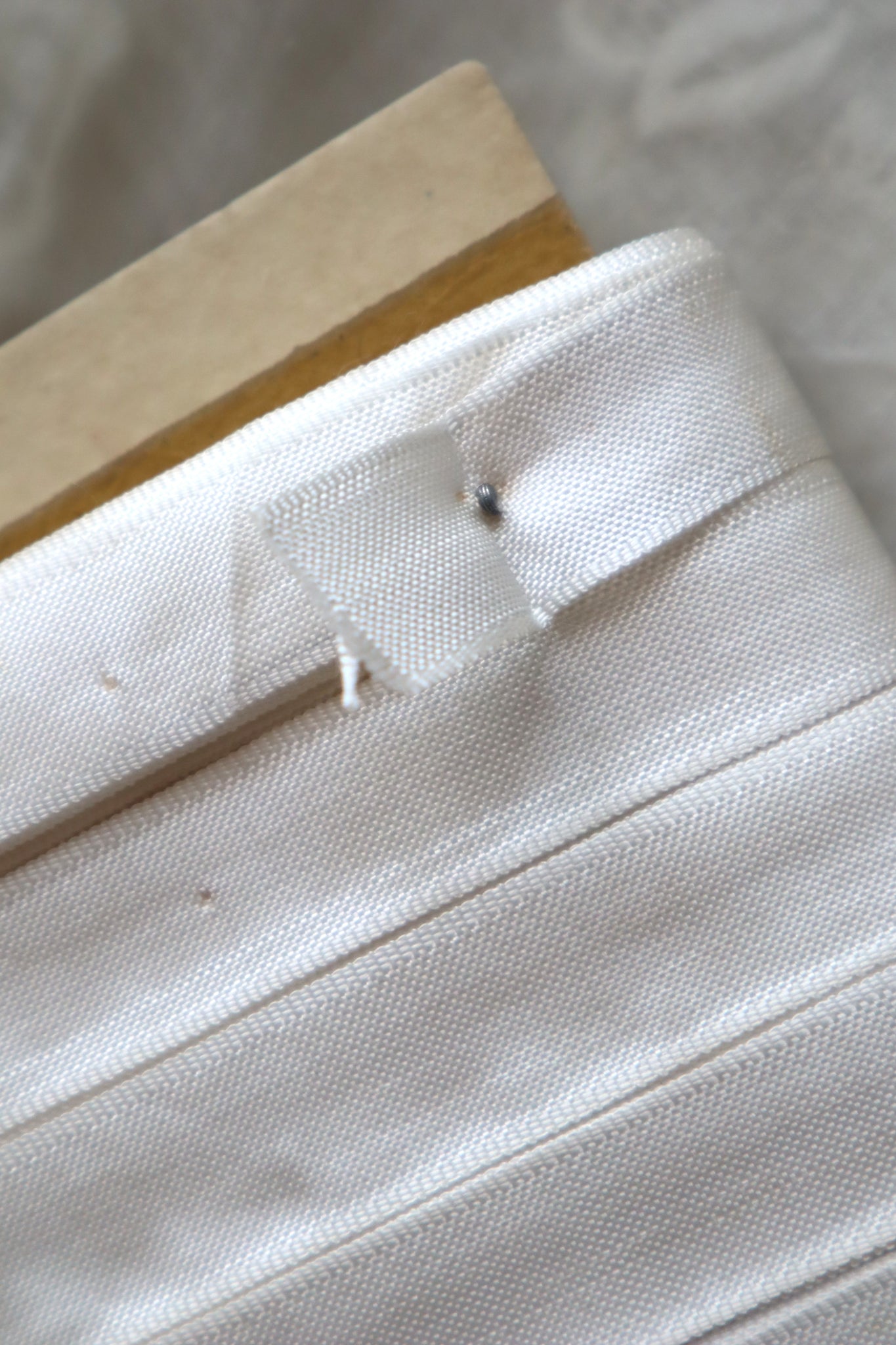 1940s–1950s French Deadstock White Rayon Ribbon 85m