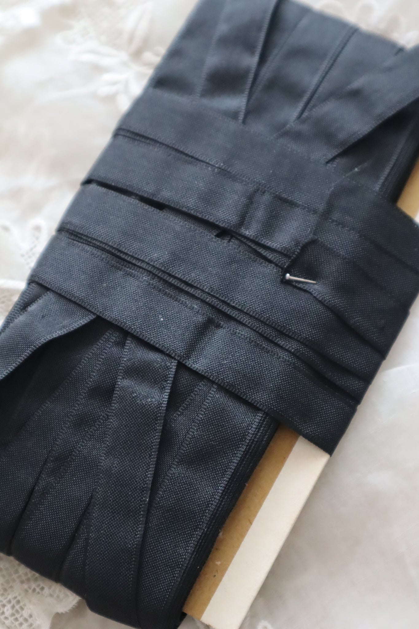 1940s–1950s French Deadstock Black Rayon Ribbon 100m
